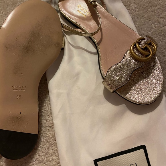 Gucci Marmont Leather Double G Sandals - Picture 4 of 4